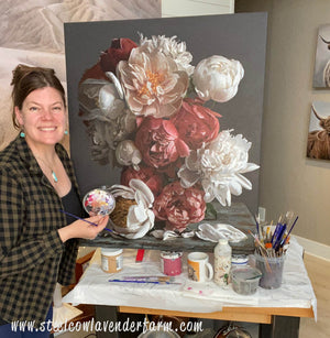 "Coral Peony Arrangement" Original Painting