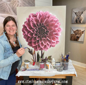 "Night Silence Dahlia" Original Painting