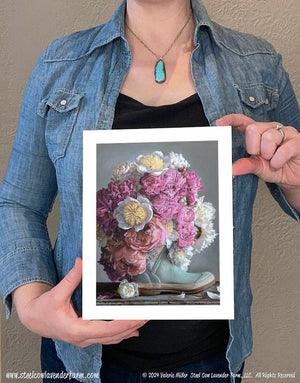 Peonies in a Muck Boot Art Print