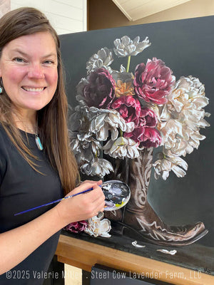 Flowers in a Brown Cowboy Boot Original Painting