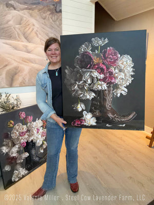 Flowers in a Brown Cowboy Boot Original Painting