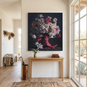 Flowers in a Red Cowboy Boot