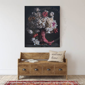 Flowers in a Red Cowboy Boot