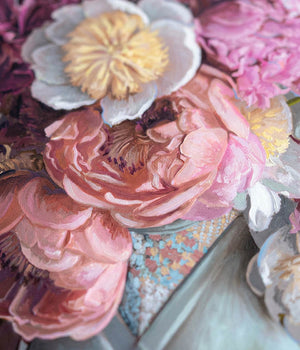 Peonies in a Muck Boot Art Print