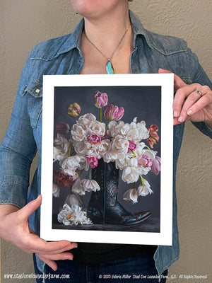 Flowers in a Black Cowboy Boot