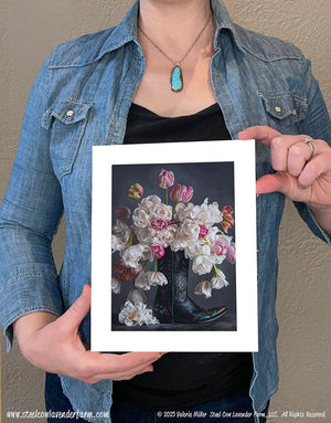 Flowers in a Black Cowboy Boot