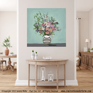 Flowers in a Striped Vase