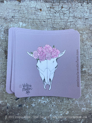 Bison Skull Peony Sticker