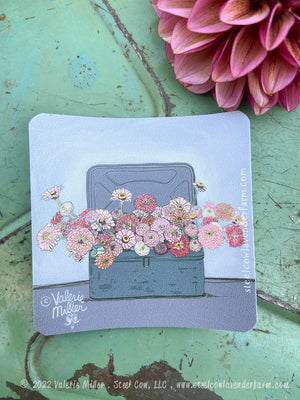 Zinnias in a Vintage Box Sticker