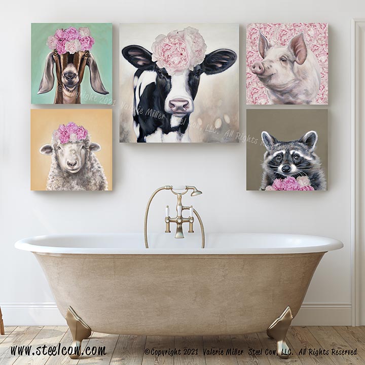 SHOP PEONY STEEL COW ANIMALS