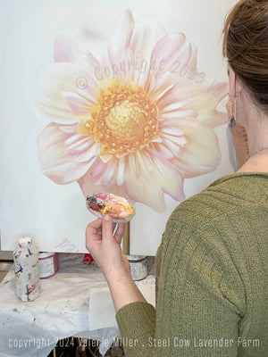 Appleblossom Dahlia Original Painting