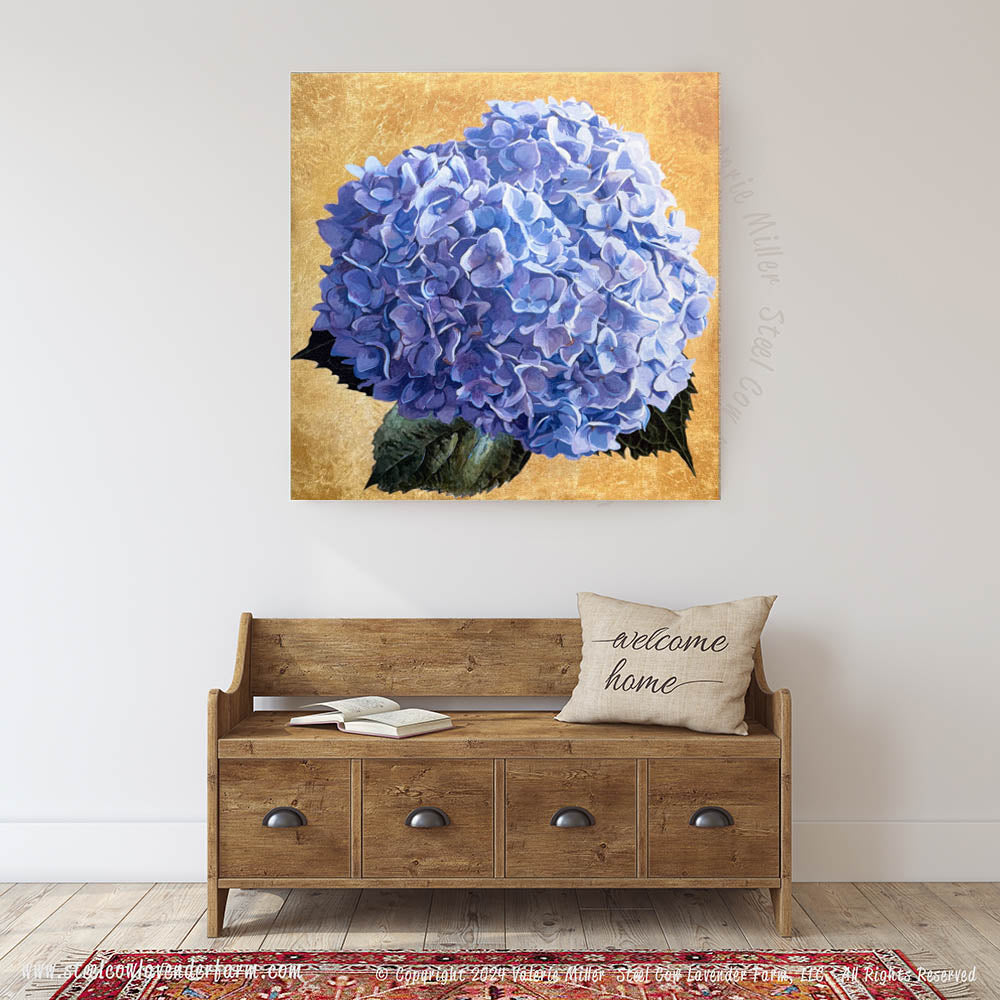 Blue Hydrangea with Gold