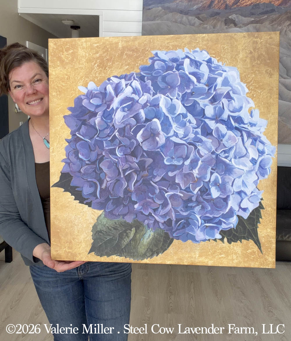 Blue Hydrangea with Gold