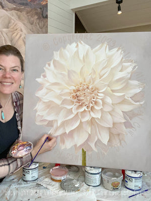 Cafe Au Lait Dahlia Original Painting