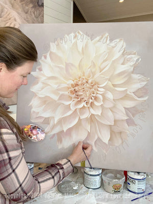 Cafe Au Lait Dahlia Original Painting