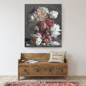 "Coral Peony Arrangement" Original Painting