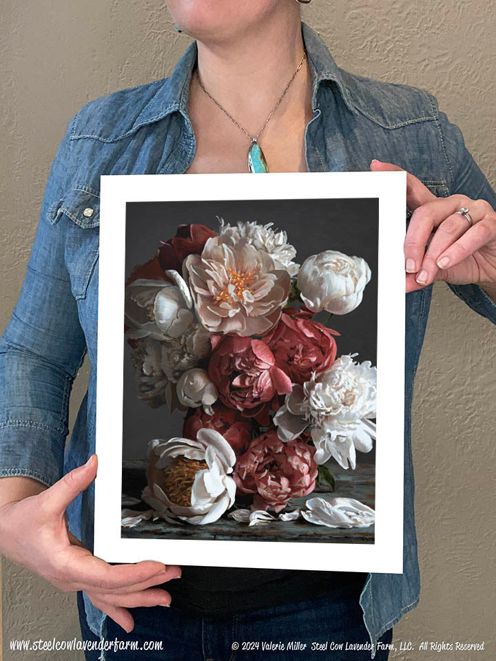 Coral Peony Arrangement Art Print