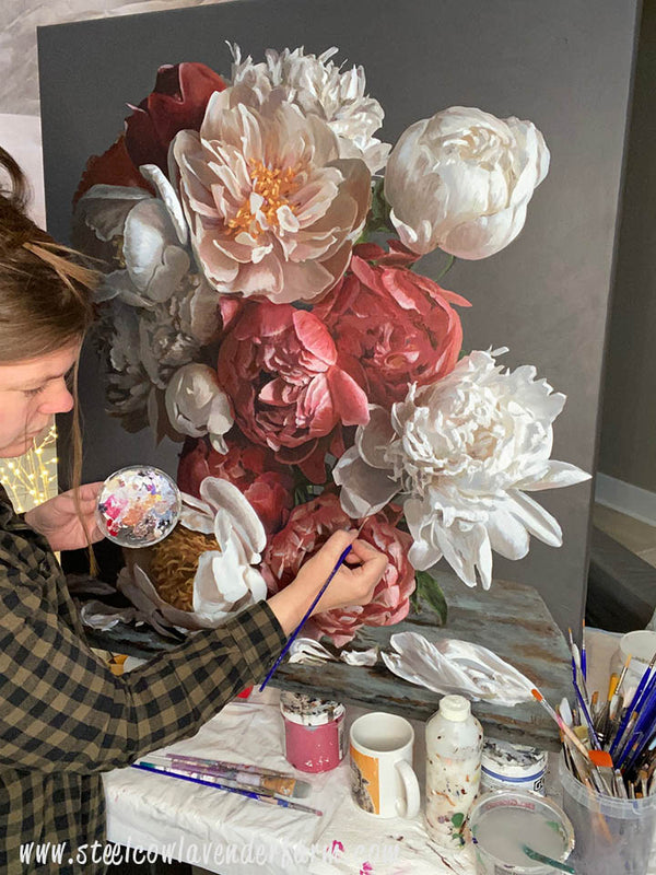 ORIGINAL PEONY PAINTINGS - Steel Cow Lavender Farm