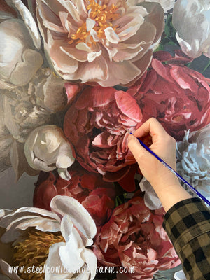 "Coral Peony Arrangement" Original Painting