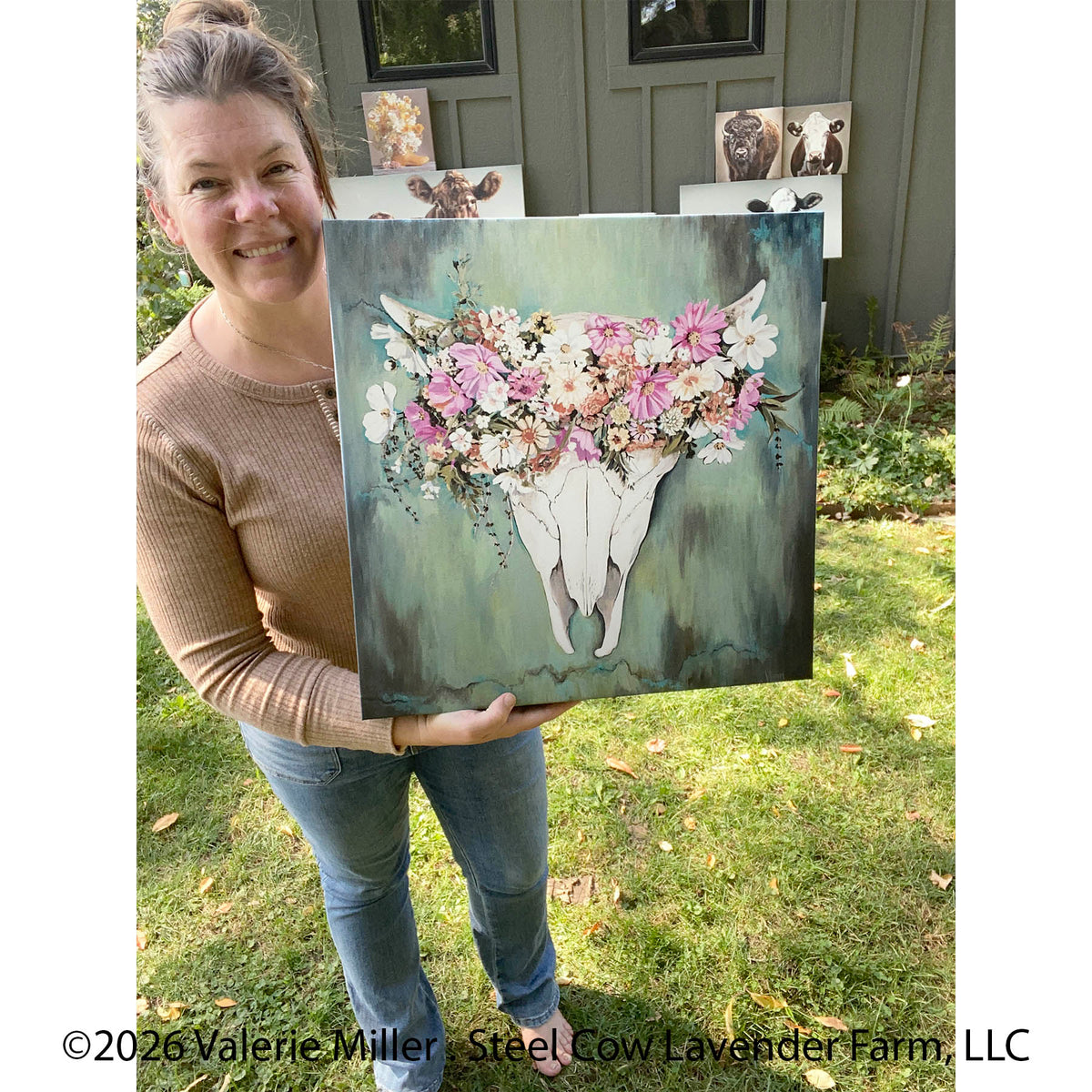 Clearance Flora Bison Skull 20"x20"