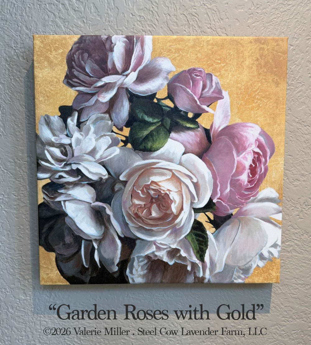 Garden Roses with Gold
