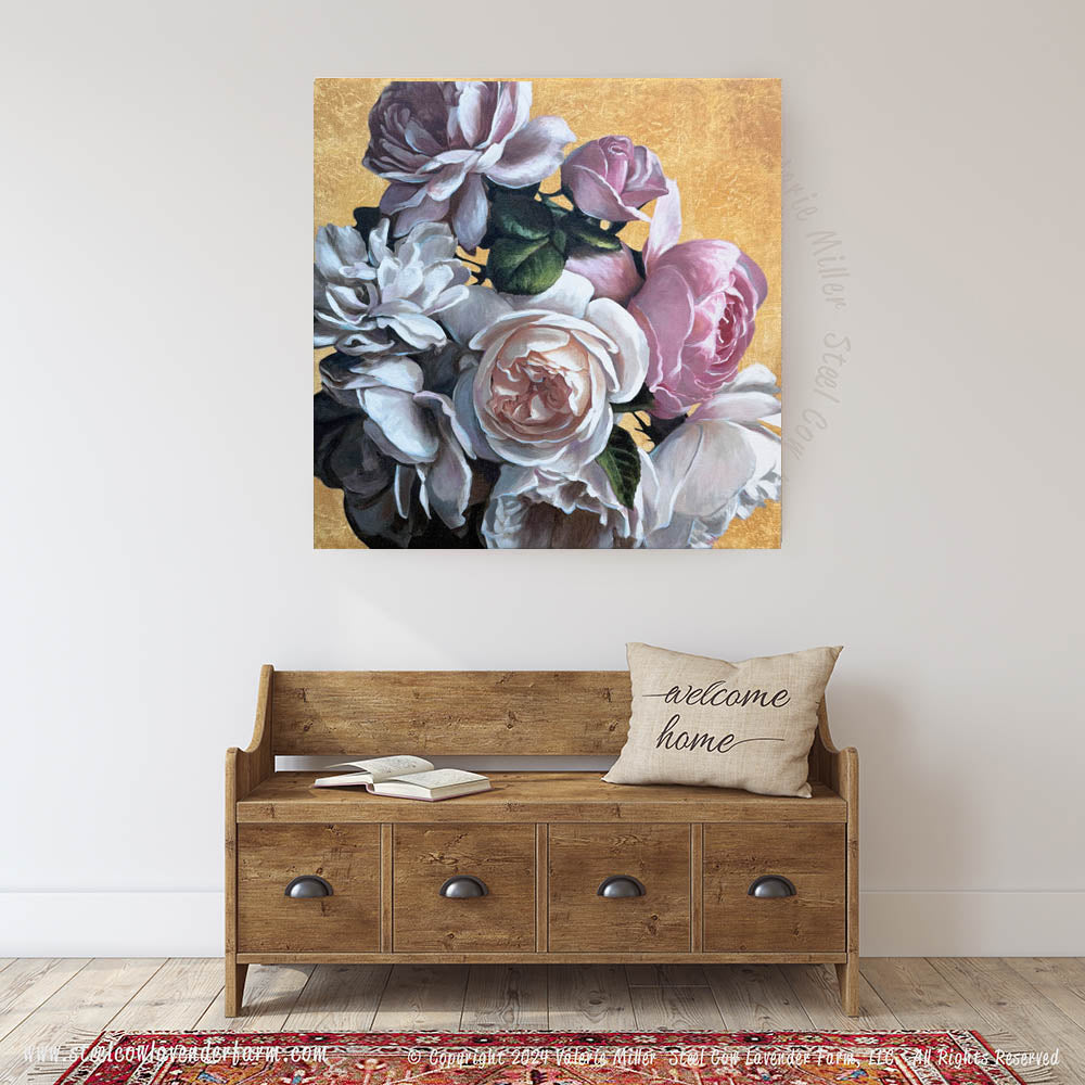 Garden Roses with Gold