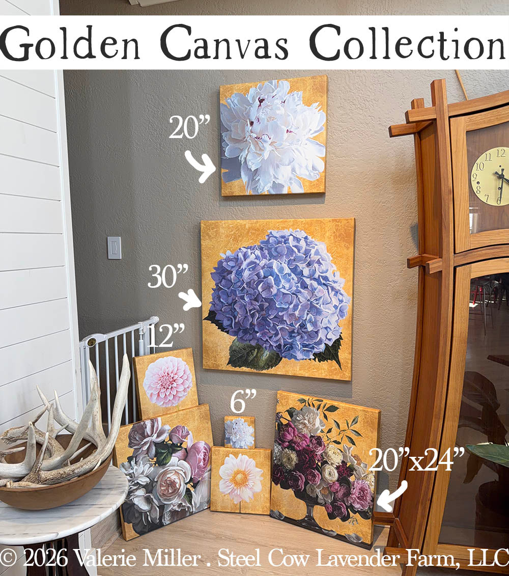 Blue Hydrangea with Gold