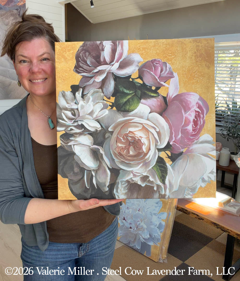 Garden Roses with Gold