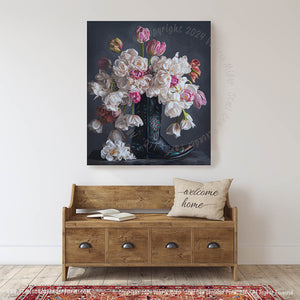 Flowers in a Black Cowboy Boot