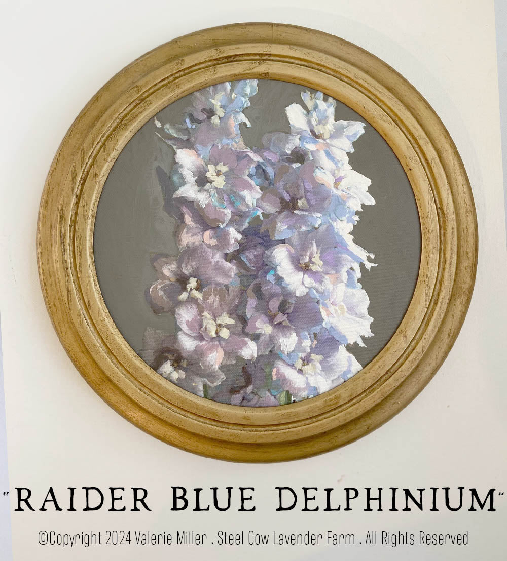 Raider Blue Delphinium Original Painting