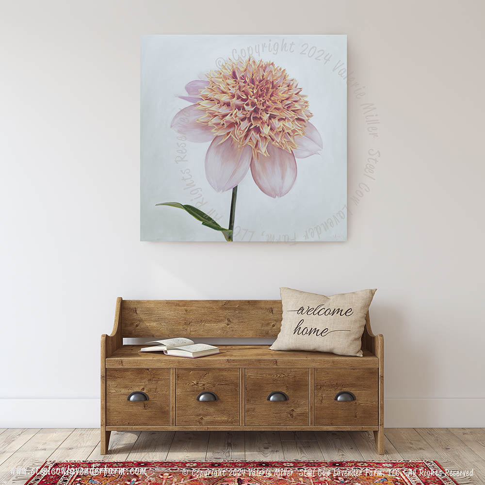 Sandia Brocade Dahlia Original Painting - Steel Cow Lavender