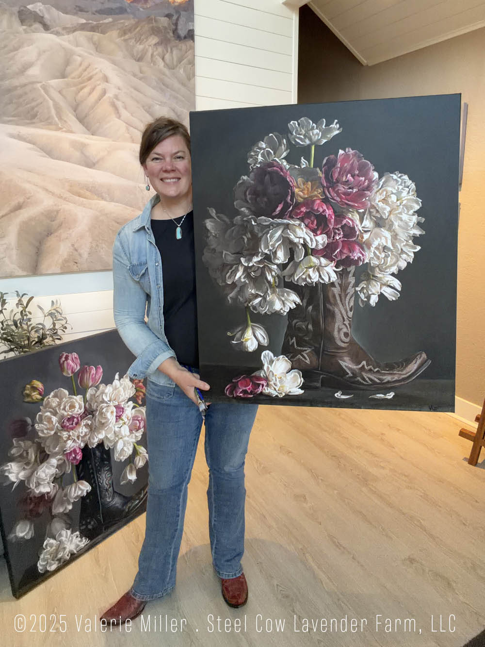 Flowers in a Brown Cowboy Boot