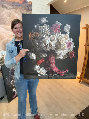 Flowers in a Red Cowboy Boot