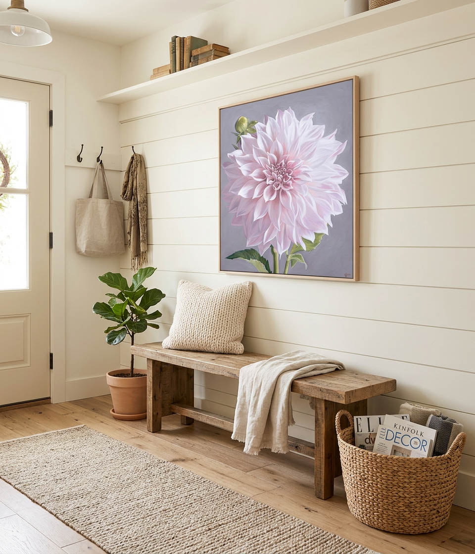 Café Au Lait Blush Dahlia Art Print