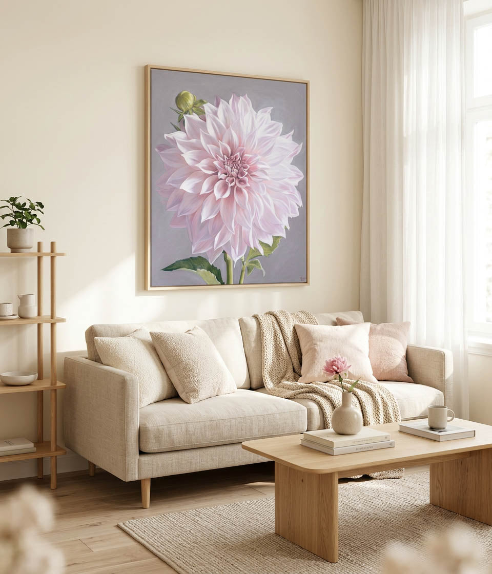 Café Au Lait Blush Dahlia Art Print