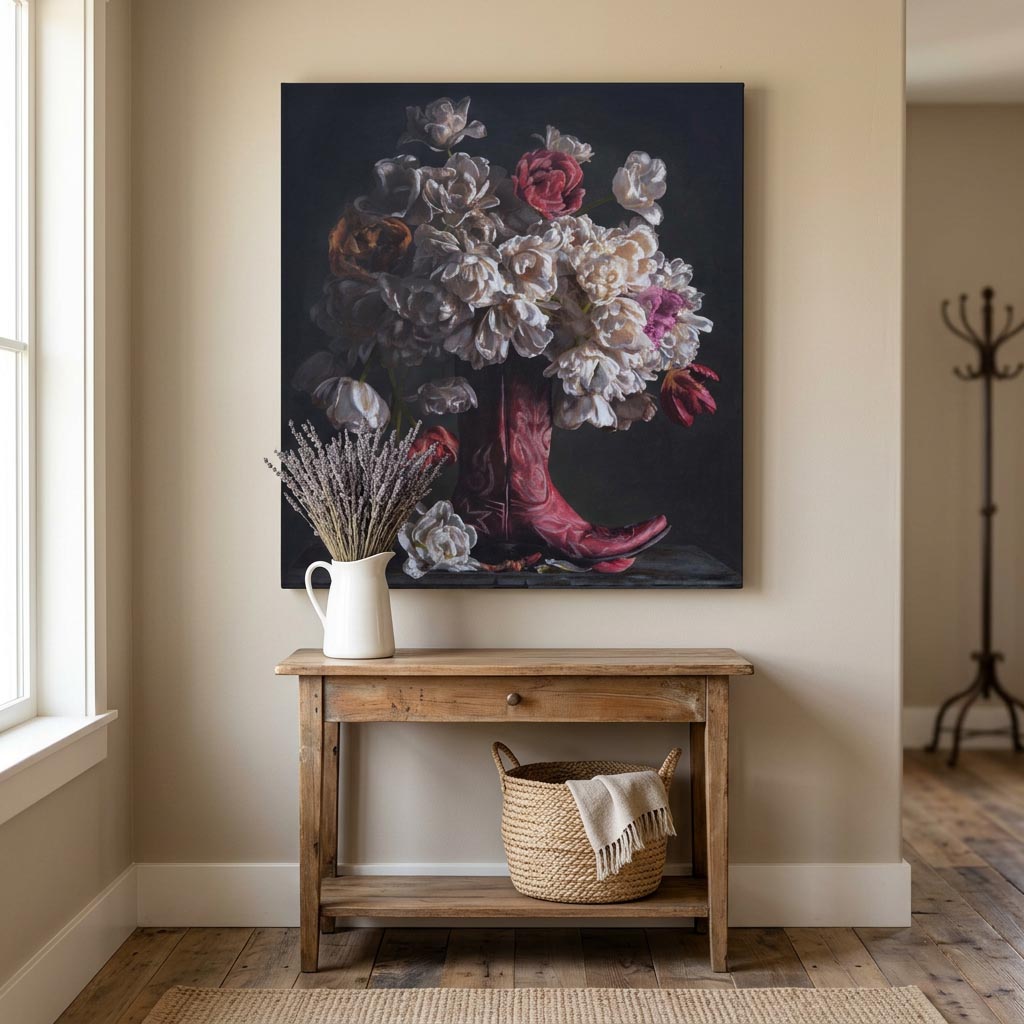 Flowers in a Red Cowboy Boot