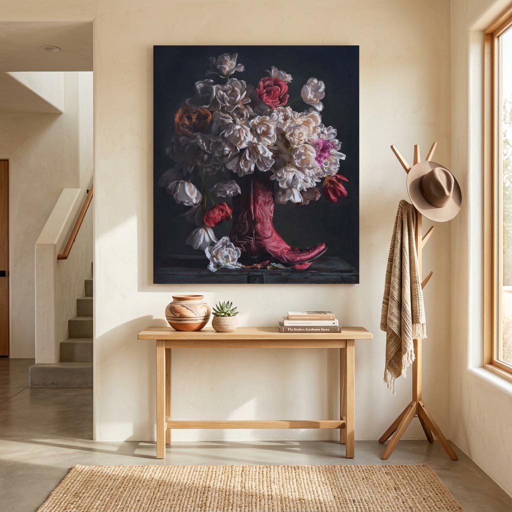 Flowers in a Red Cowboy Boot