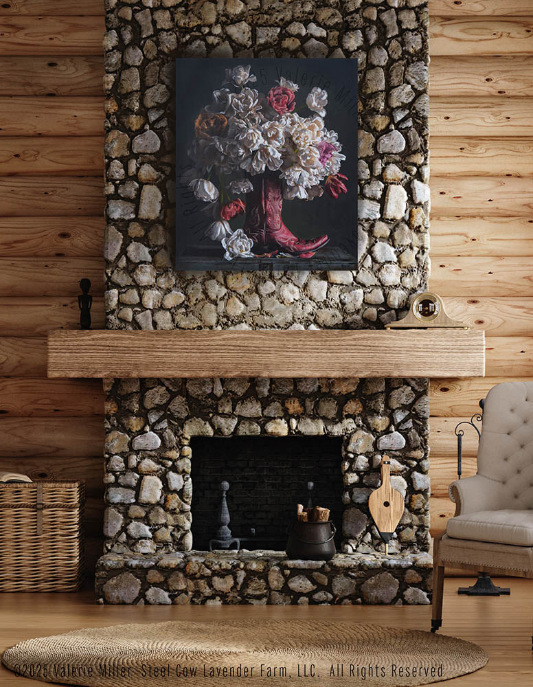 Flowers in a Red Cowboy Boot