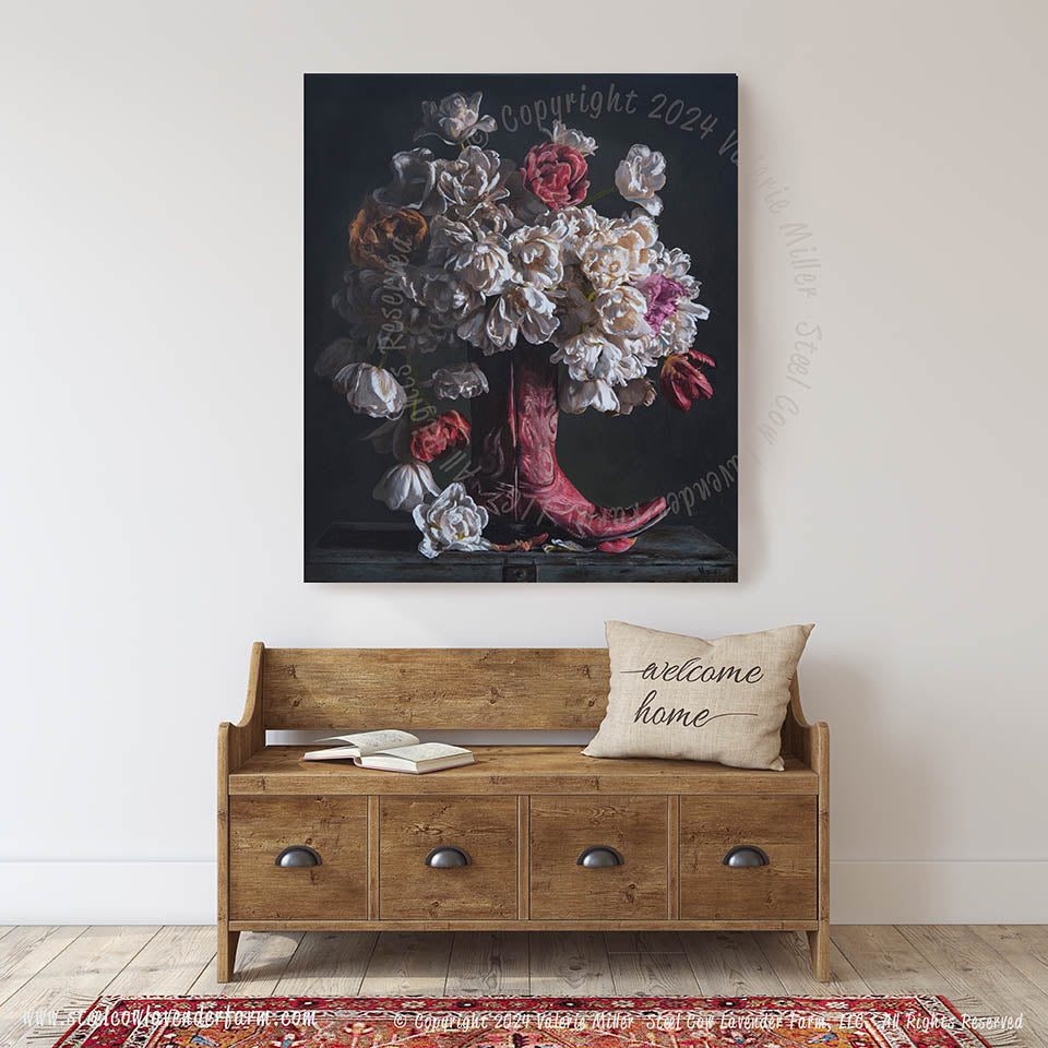 Flowers in a Red Cowboy Boot