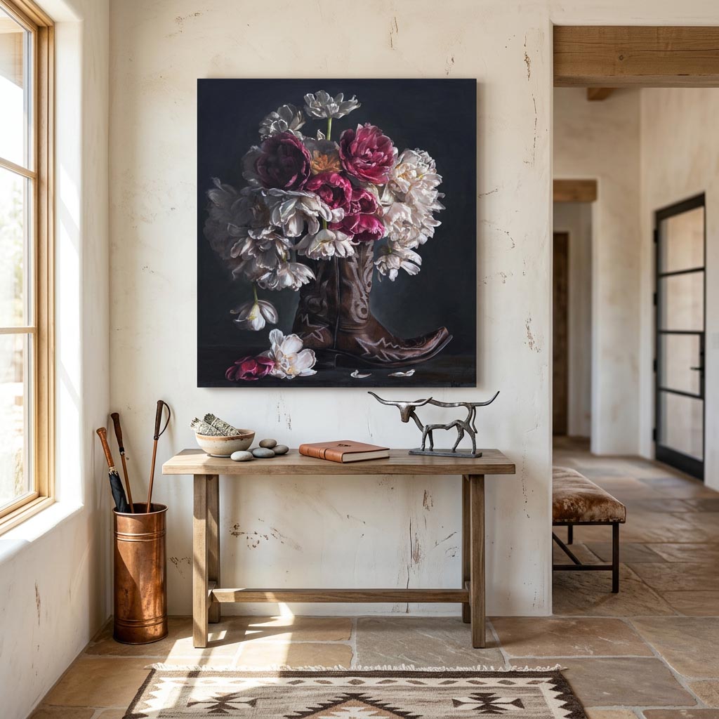 Flowers in a Brown Cowboy Boot