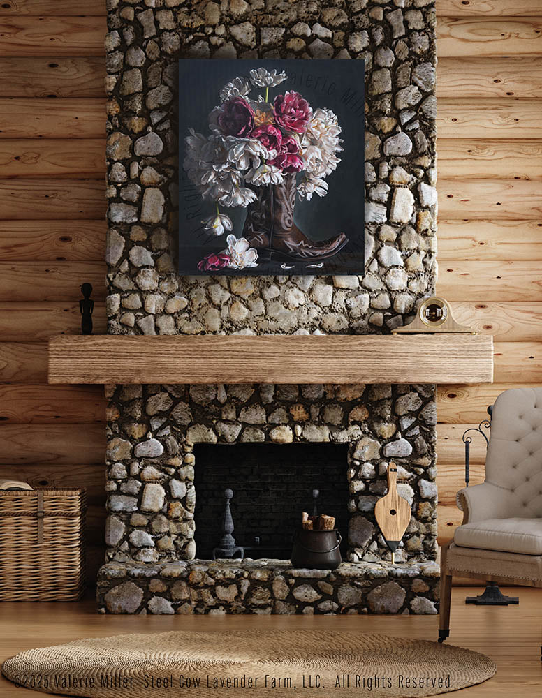 Flowers in a Brown Cowboy Boot