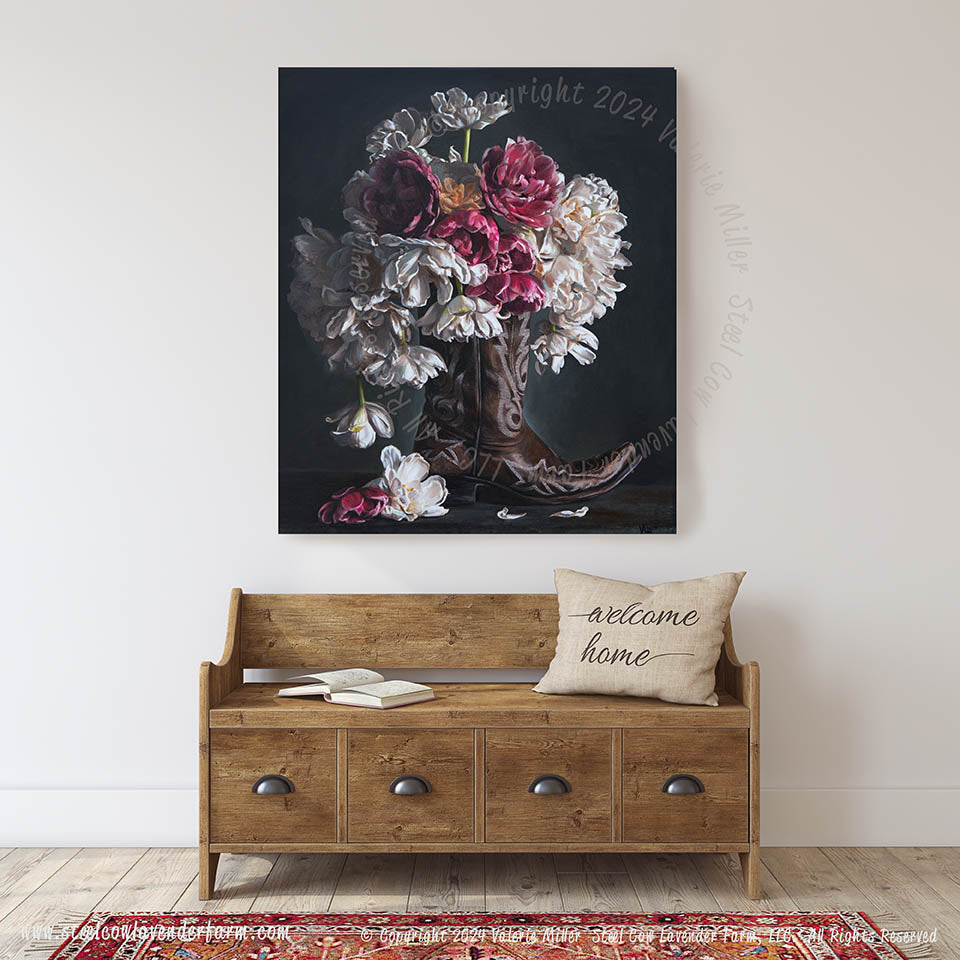 Flowers in a Brown Cowboy Boot