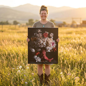 Flowers in a Red Cowboy Boot