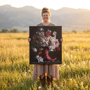 Flowers in a Red Cowboy Boot