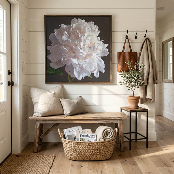 White Peony Canvas Print - Steel Cow Lavender Farm