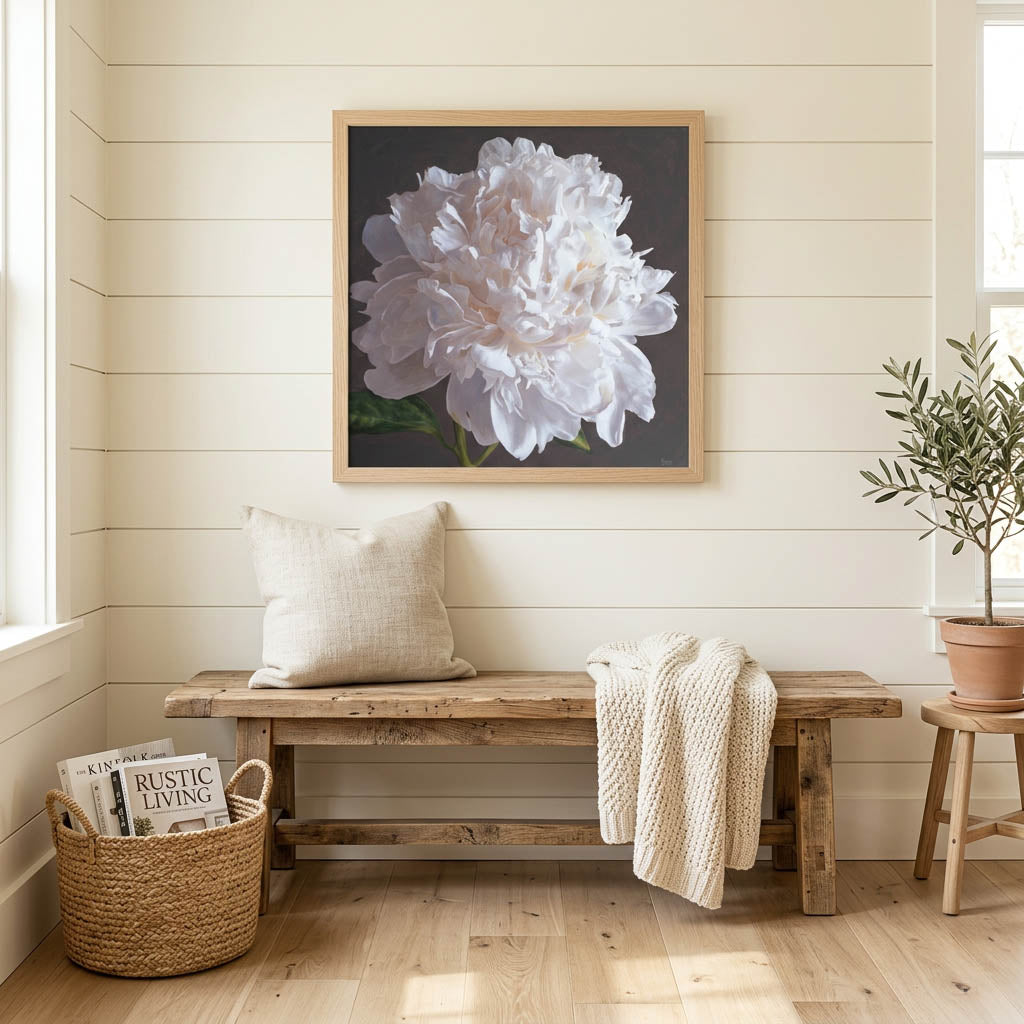 White Peony Canvas Print - Steel Cow Lavender Farm