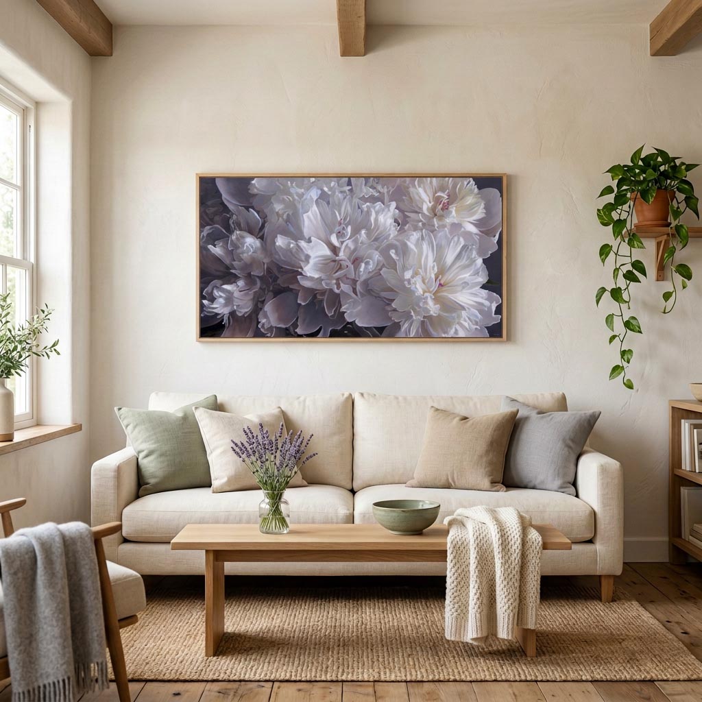 White Peony Elegance Canvas Print