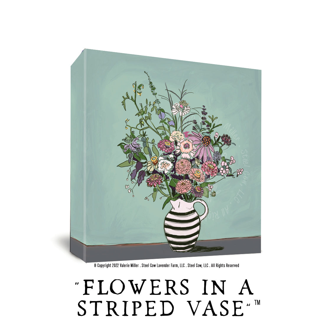 Flowers in a Striped Vase