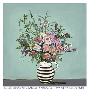 Flowers in a Striped Vase