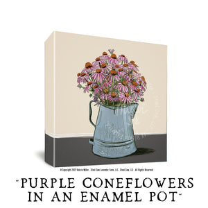 Purple Coneflowers in an Enamel Pot